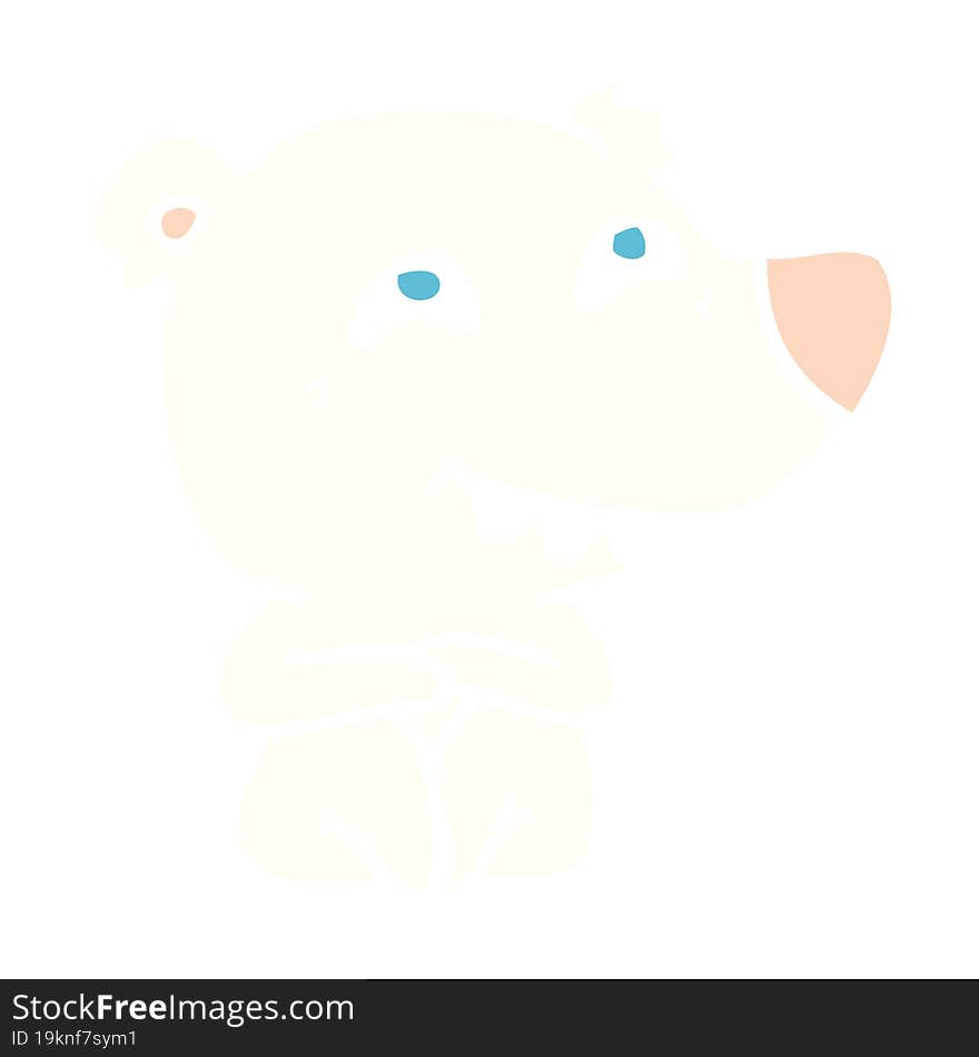 flat color style cartoon polar bear showing teeth