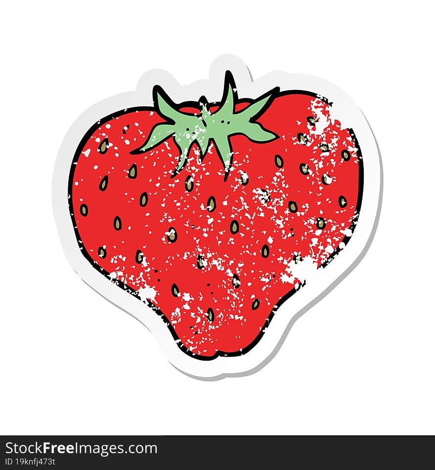 retro distressed sticker of a cartoon strawberry