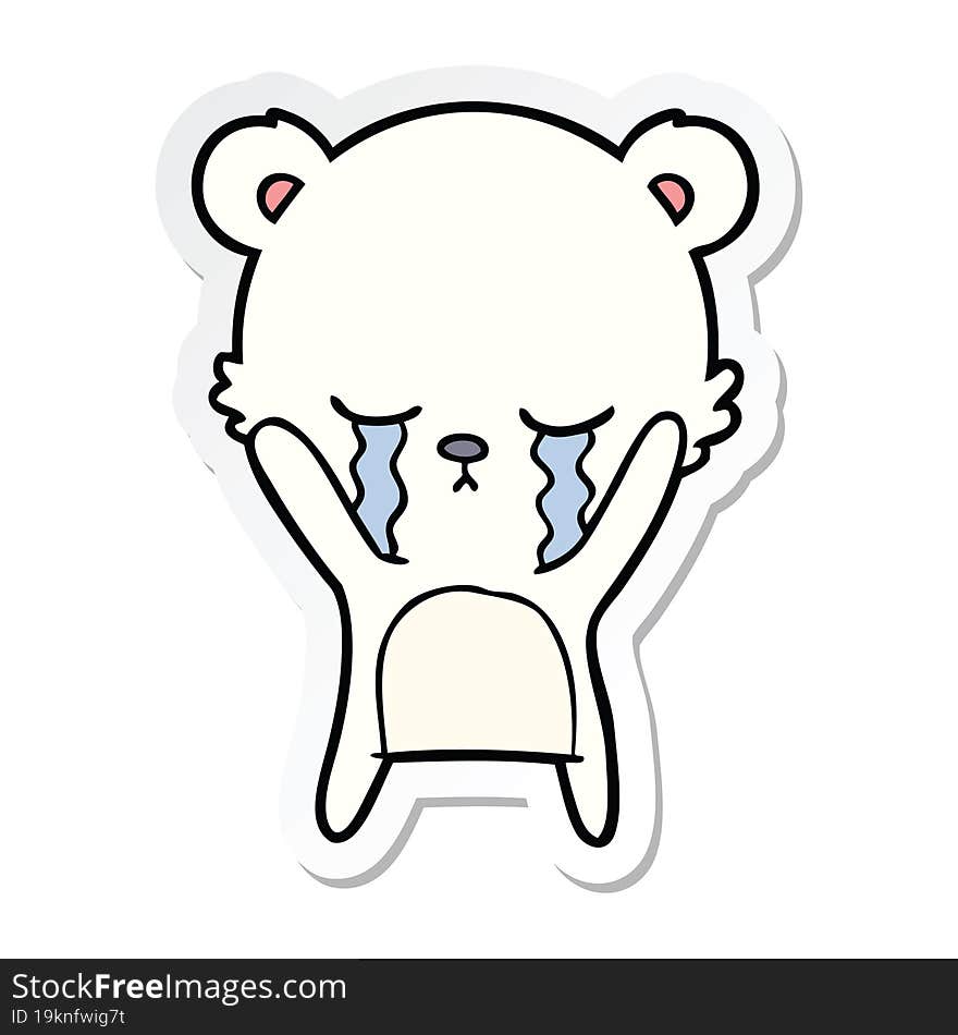 Sticker Of A Crying Cartoon Polarbear