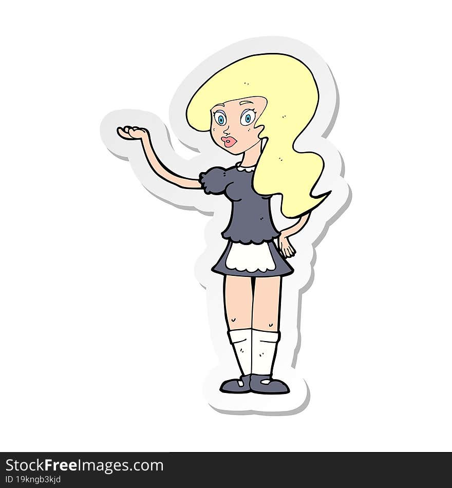 sticker of a cartoon waitress