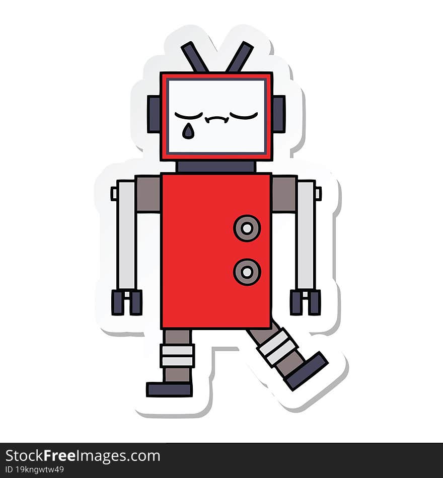 Sticker Of A Cute Cartoon Robot