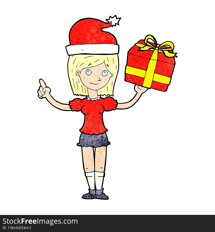 cartoon woman with gifts