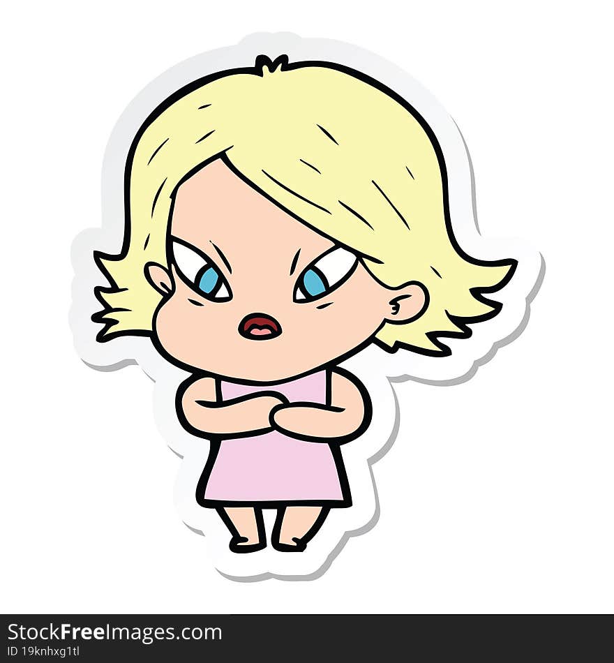 sticker of a cartoon stressed woman