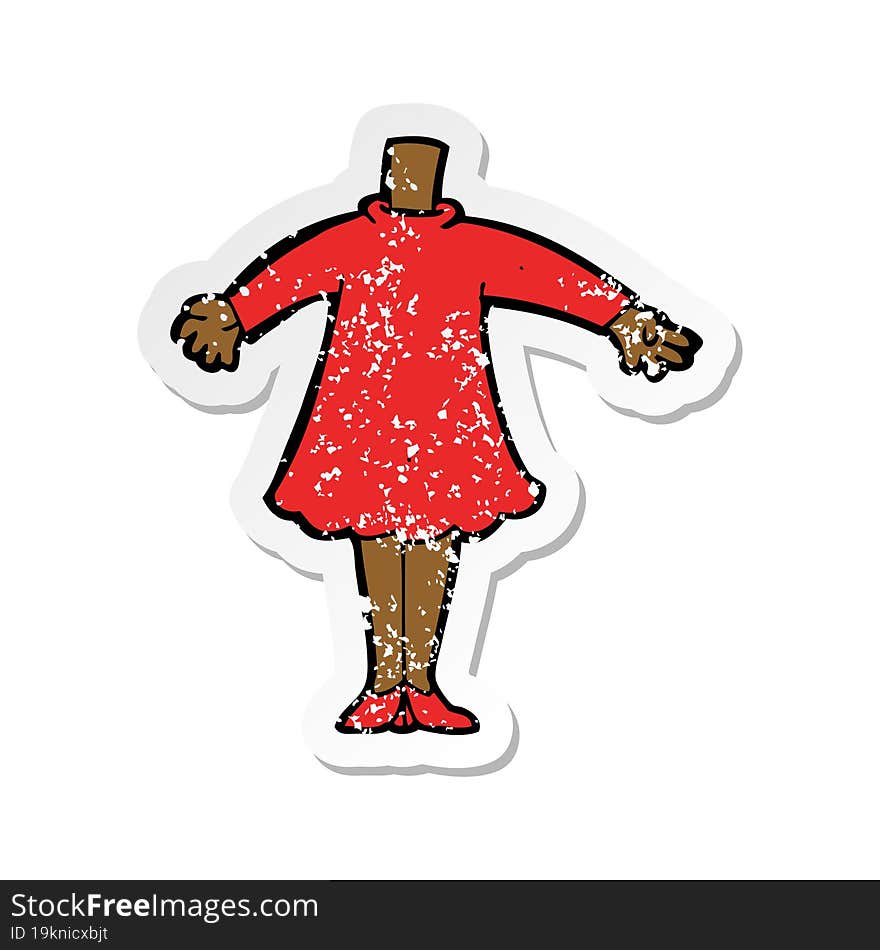 retro distressed sticker of a cartoon female body