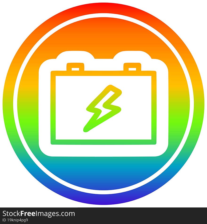 industrial battery icon with rainbow gradient finish. industrial battery icon with rainbow gradient finish