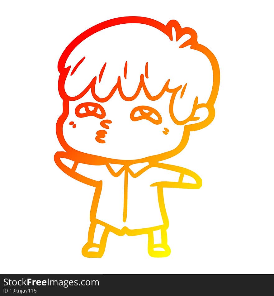 Warm Gradient Line Drawing Cartoon Curious Man