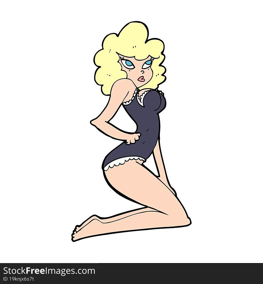 cartoon pin-up woman