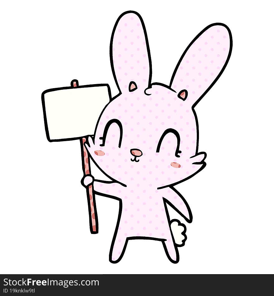 cute cartoon rabbit with sign. cute cartoon rabbit with sign