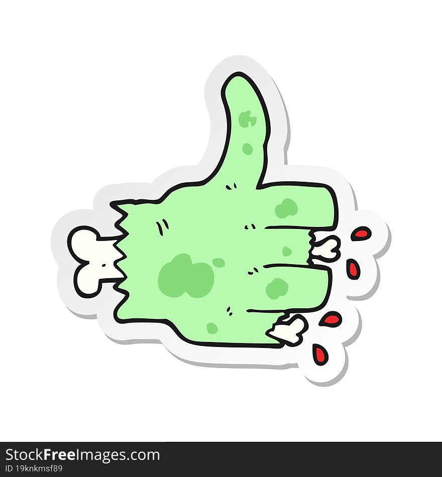 sticker of a cartoon zombie hand