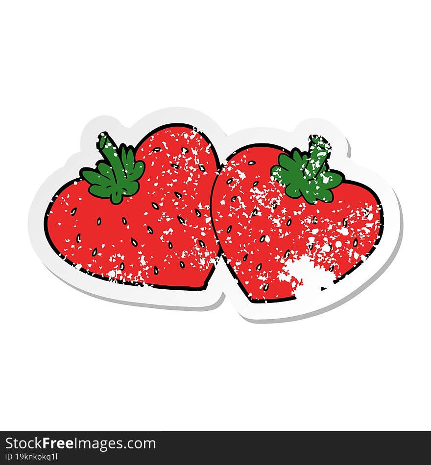 Distressed Sticker Of A Cartoon Strawberries