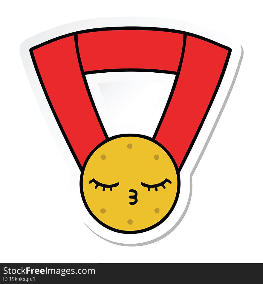 Sticker Of A Cute Cartoon Gold Medal