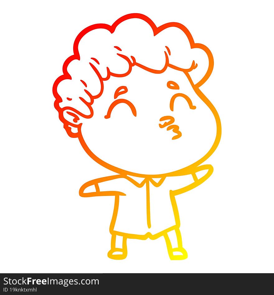 Warm Gradient Line Drawing Cartoon Man Pouting