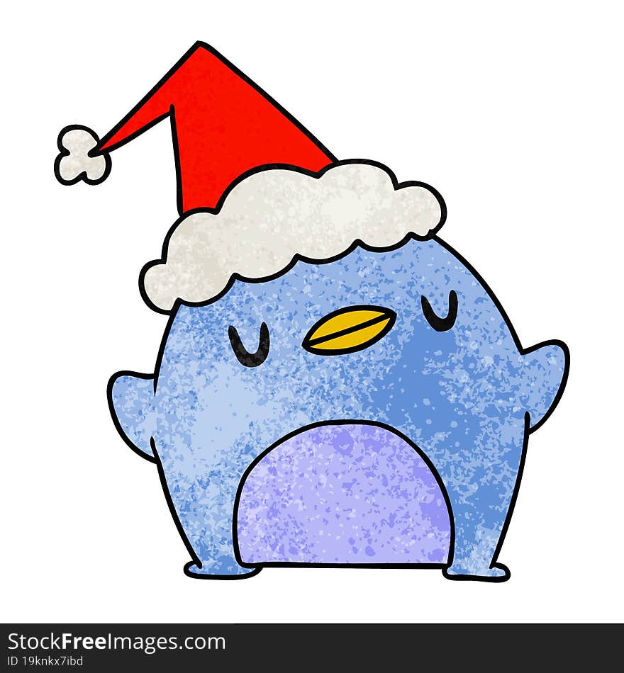 Christmas Textured Cartoon Of Kawaii Penguin