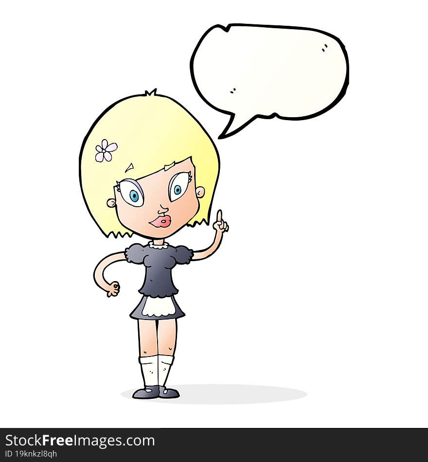 cartoon pretty maid with speech bubble