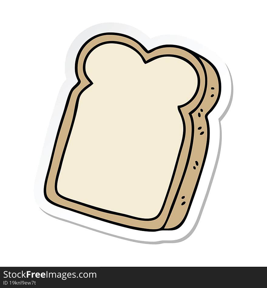 Sticker Of A Quirky Hand Drawn Cartoon Slice Of Bread