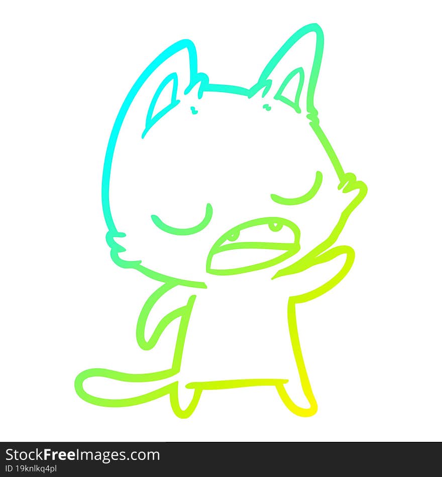 cold gradient line drawing talking cat cartoon