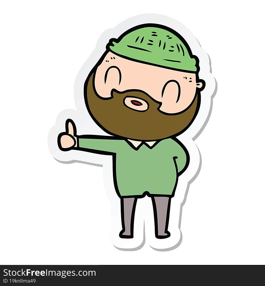 Sticker Of A Cartoon Bearded Man