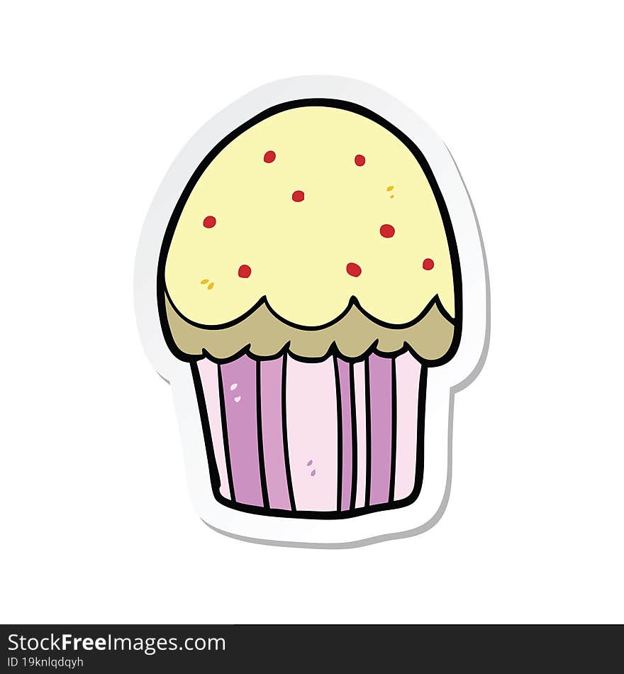 sticker of a cartoon cupcake