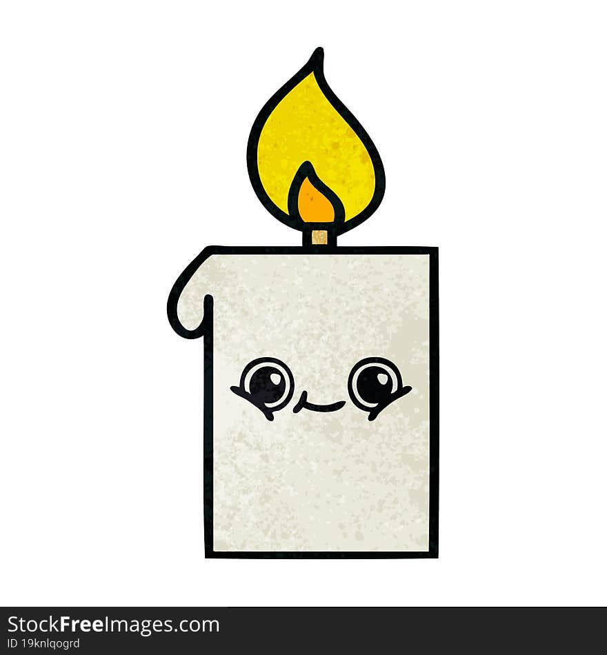 retro grunge texture cartoon of a lit candle