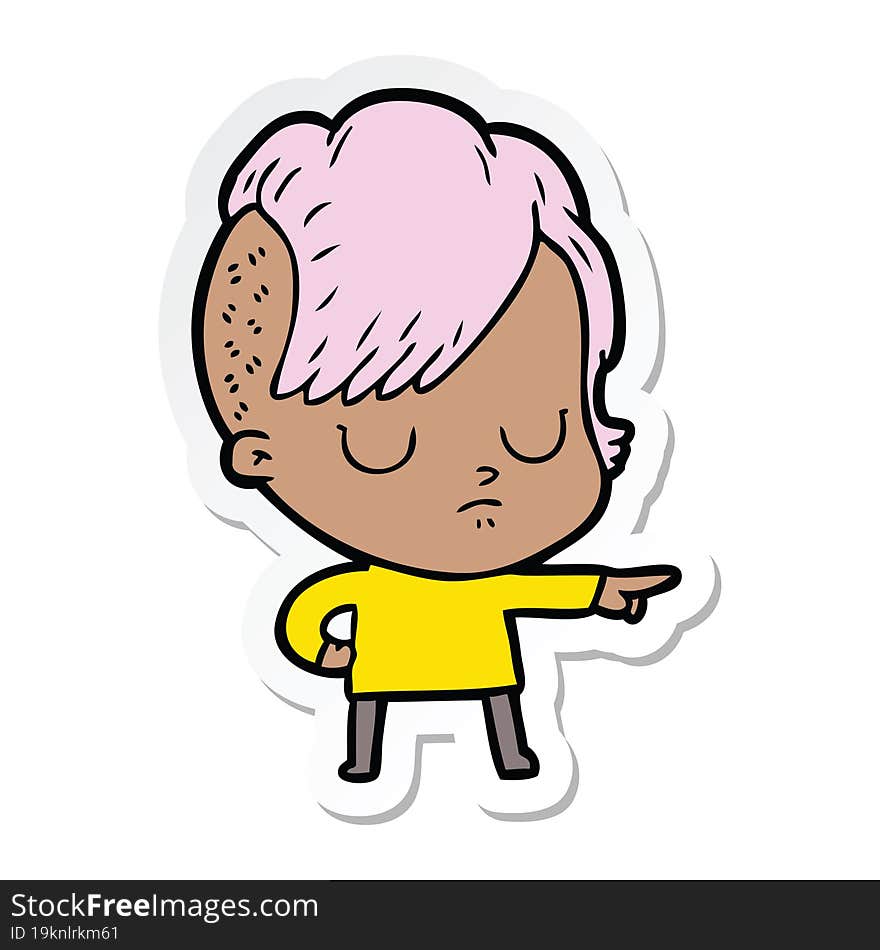 sticker of a cartoon woman