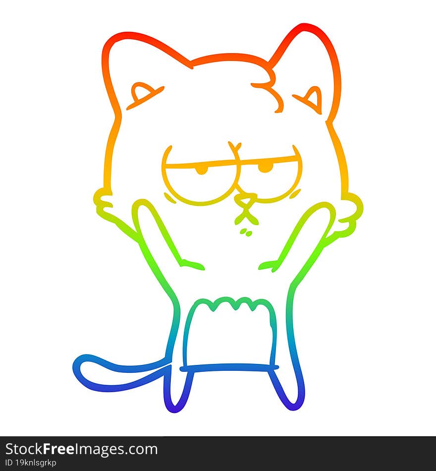 rainbow gradient line drawing bored cartoon cat