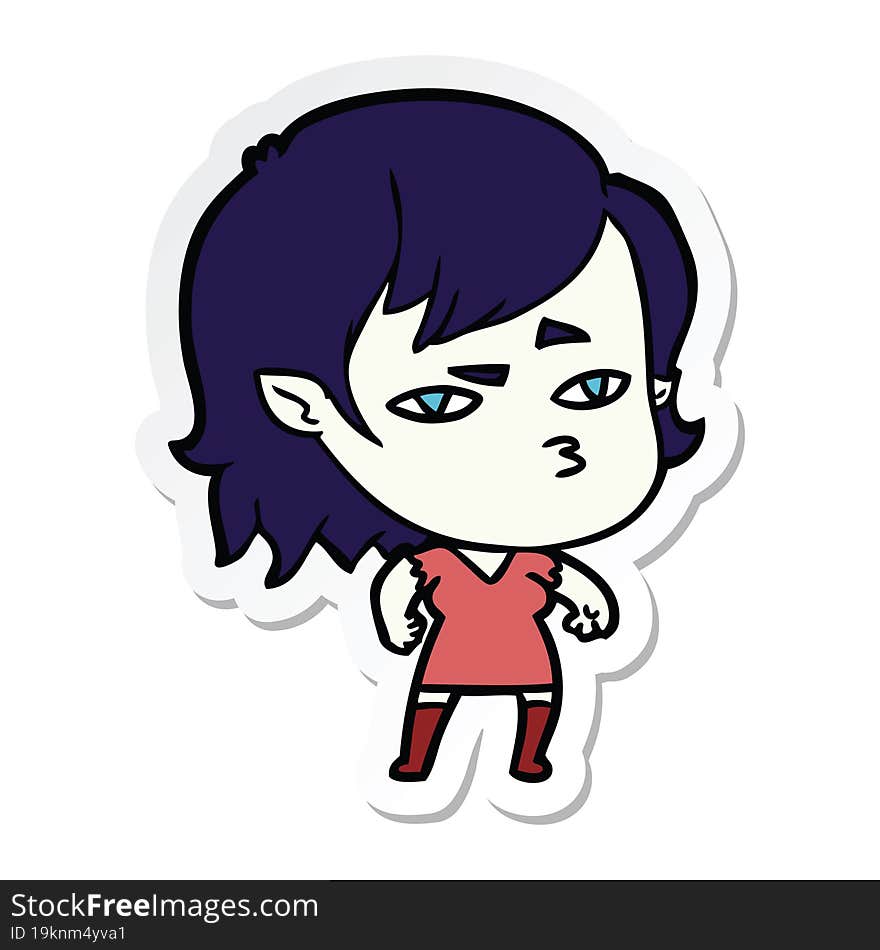 Sticker Of A Cartoon Vampire Girl