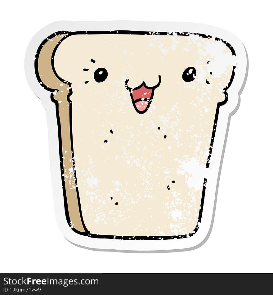 distressed sticker of a cartoon slice of bread