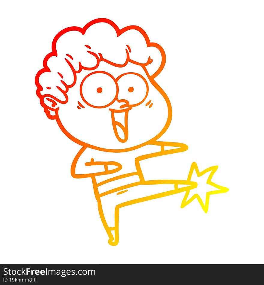 Warm Gradient Line Drawing Cartoon Happy Man