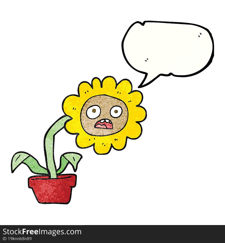 speech bubble textured cartoon sad flower