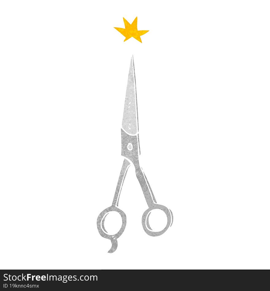 freehand retro cartoon barber scissors