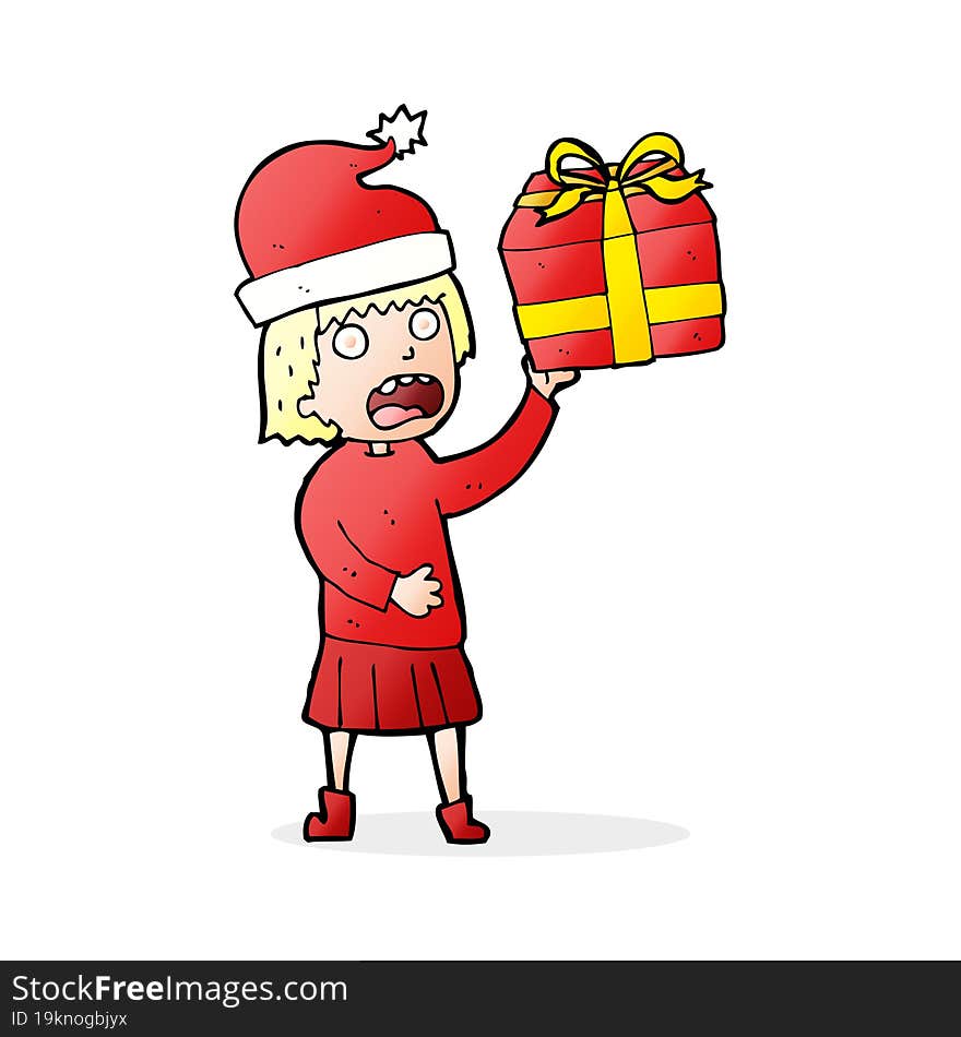 Cartoon Woman Getting Ready For Christmas