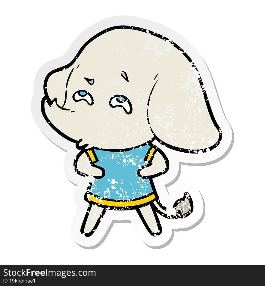 Distressed Sticker Of A Cartoon Elephant Remembering