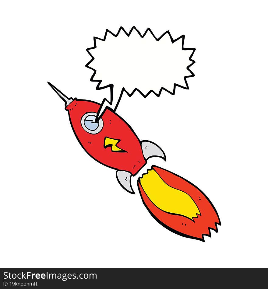 cartoon rocket with speech bubble