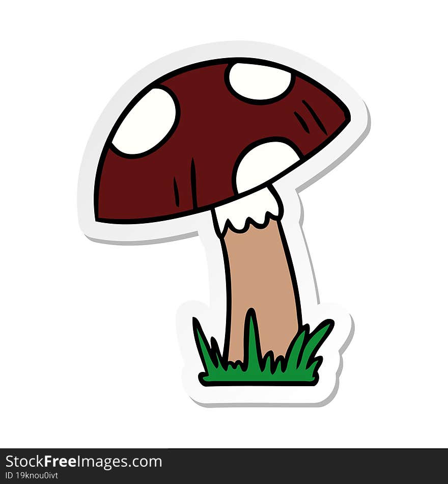 Sticker Cartoon Doodle Of A Toad Stool