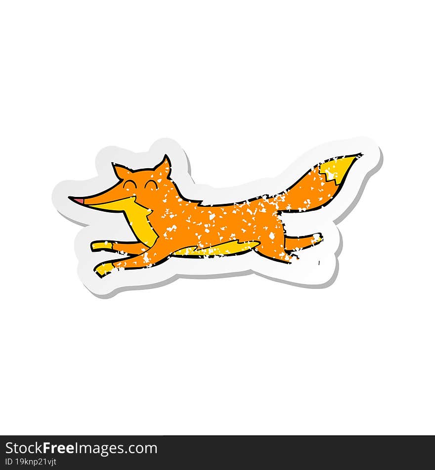 retro distressed sticker of a cartoon running fox