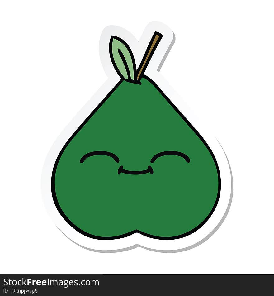 sticker of a cute cartoon pear