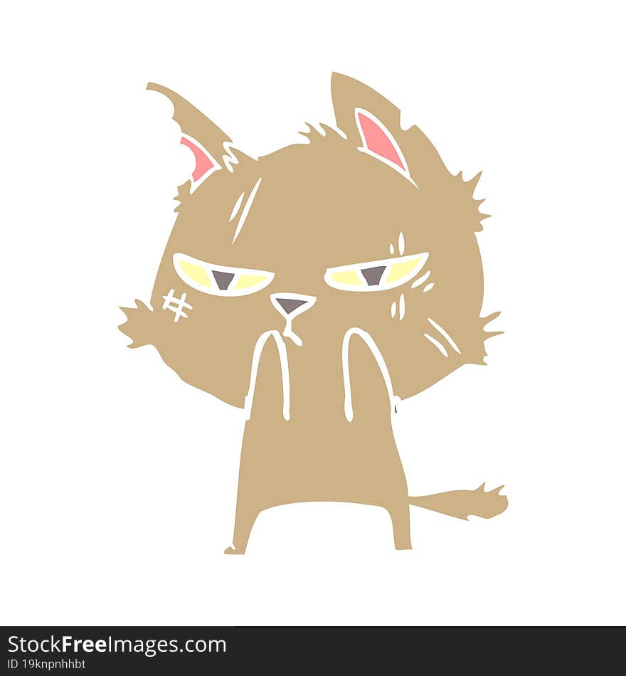 Tough Flat Color Style Cartoon Cat