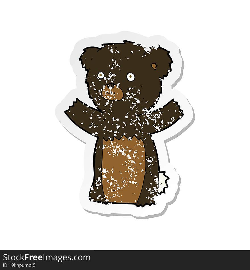 retro distressed sticker of a cute cartoon black bear