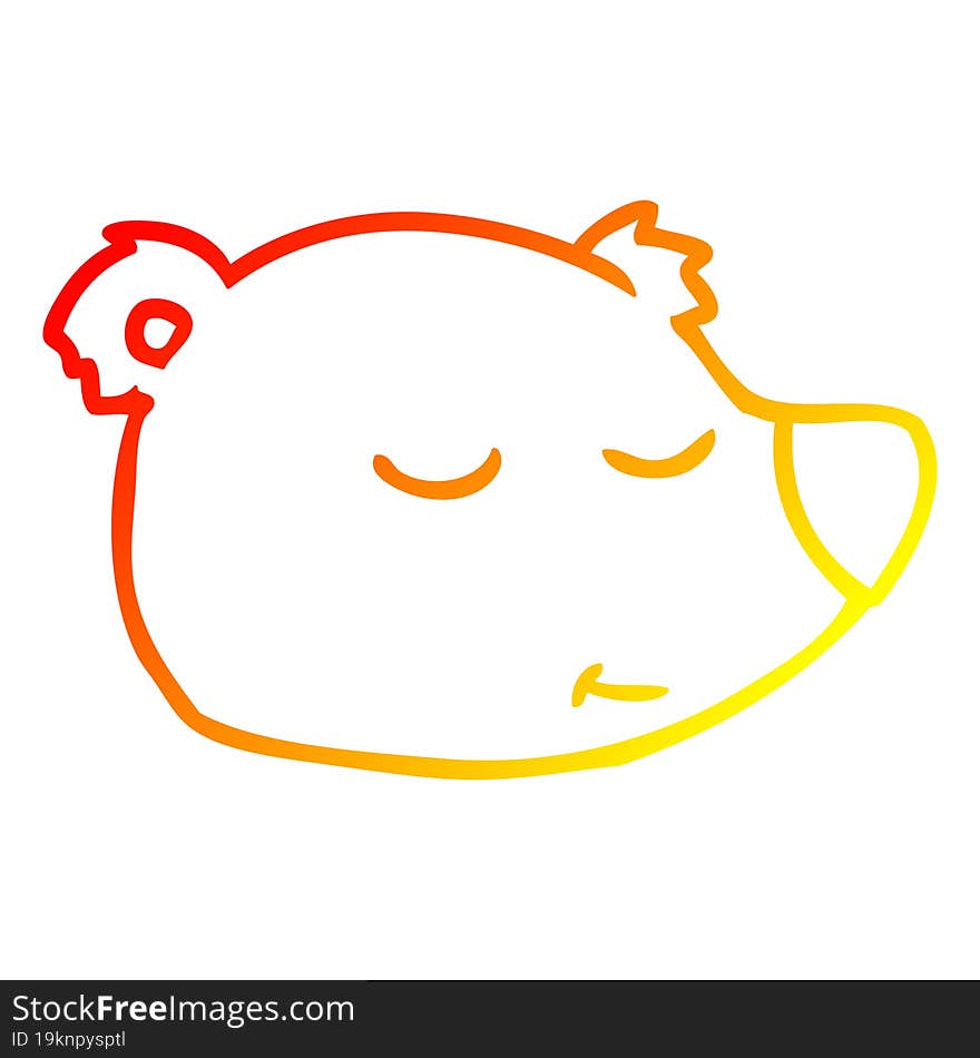 warm gradient line drawing cartoon polar bear face