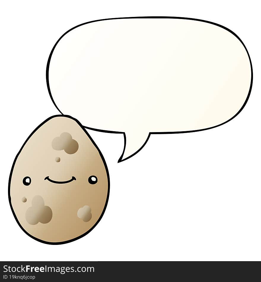 cartoon egg with speech bubble in smooth gradient style