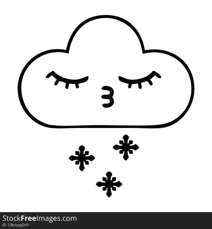 line drawing cartoon storm snow cloud