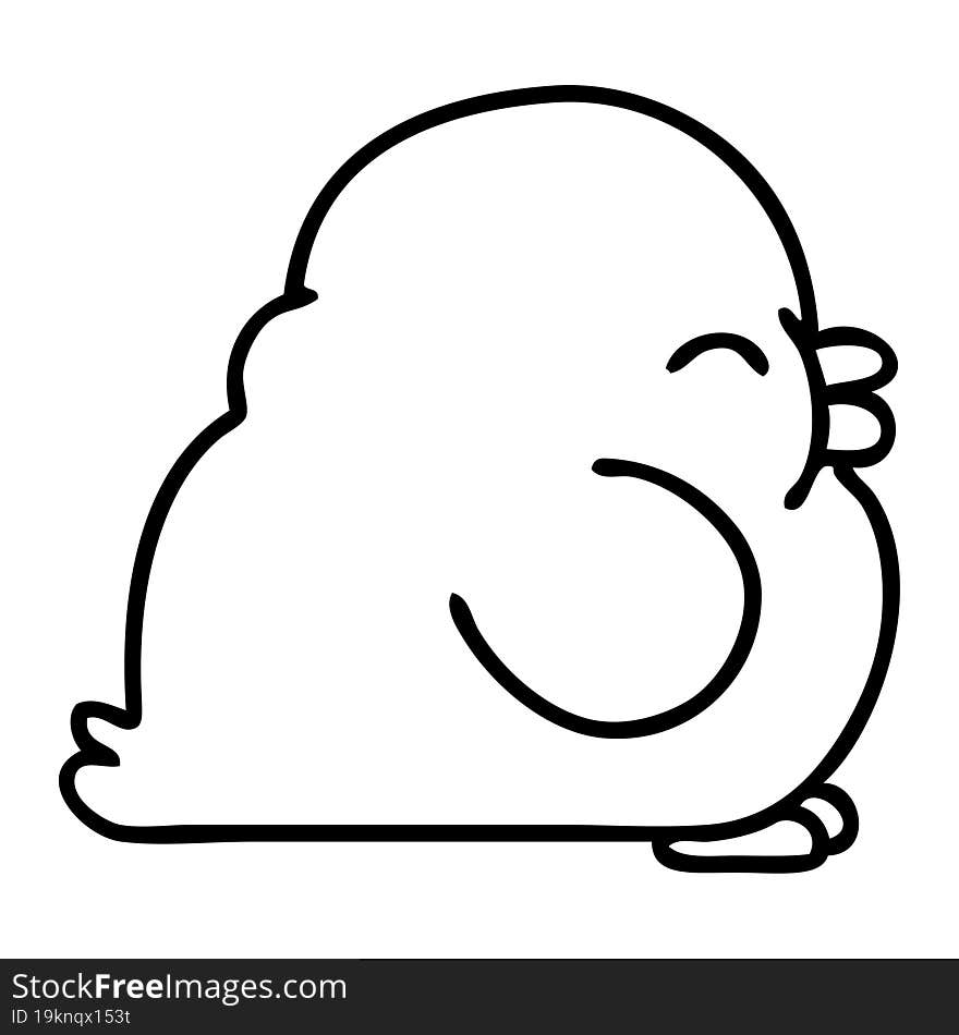 line doodle of a cute fat baby bird