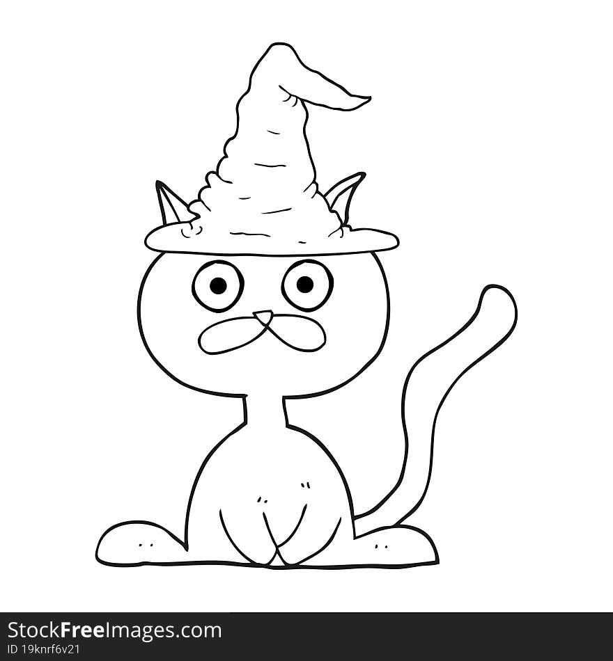 black and white cartoon halloween cat