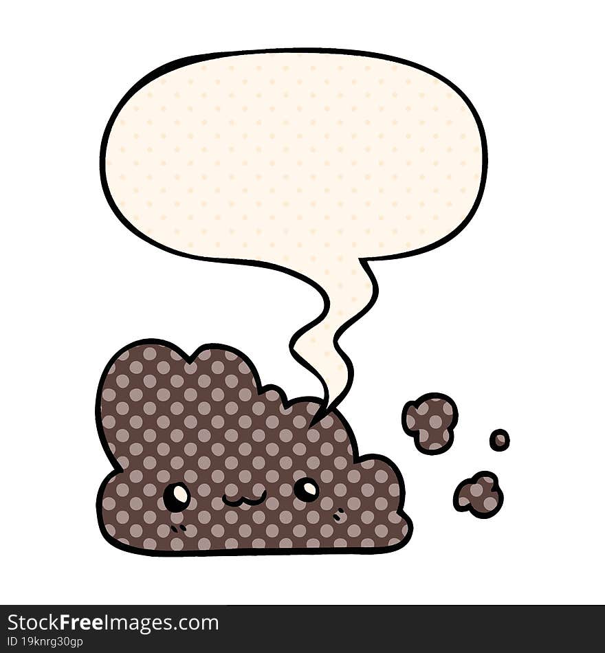 Cute Cartoon Cloud And Speech Bubble In Comic Book Style