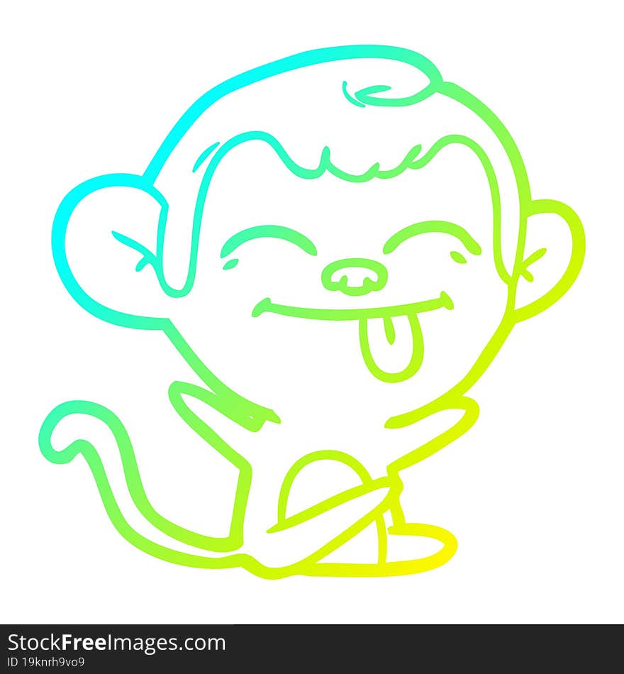 cold gradient line drawing funny cartoon monkey