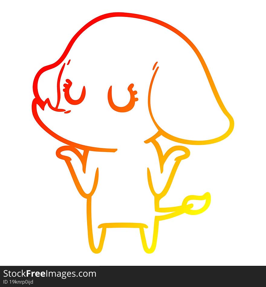 warm gradient line drawing cute elephant shrugging shoulders