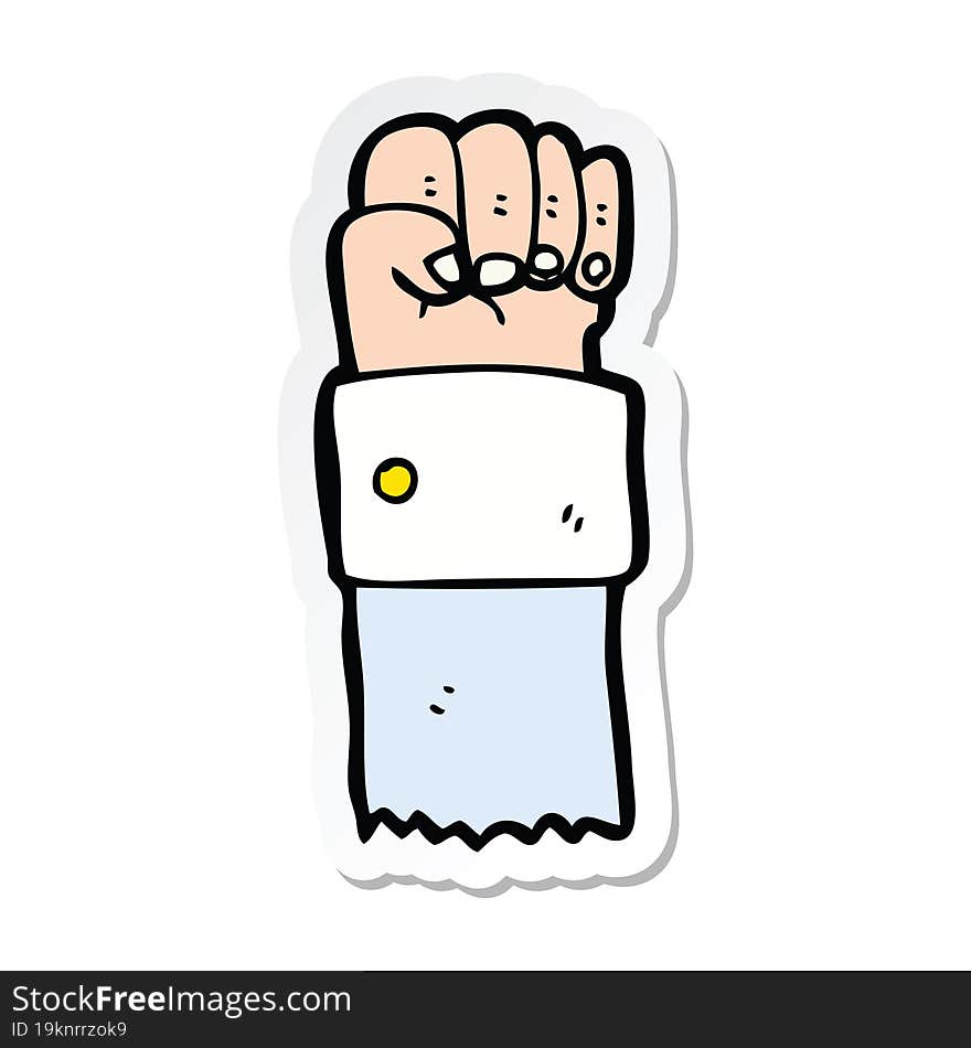 sticker of a cartoon raised fist