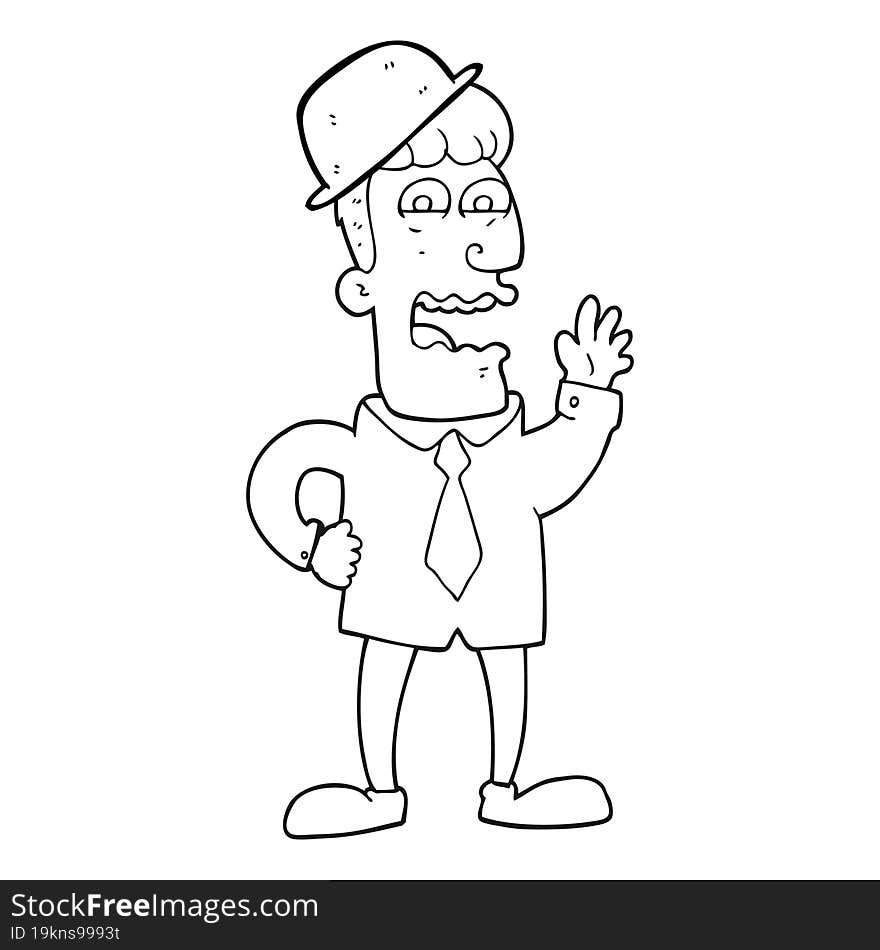 black and white cartoon businessman