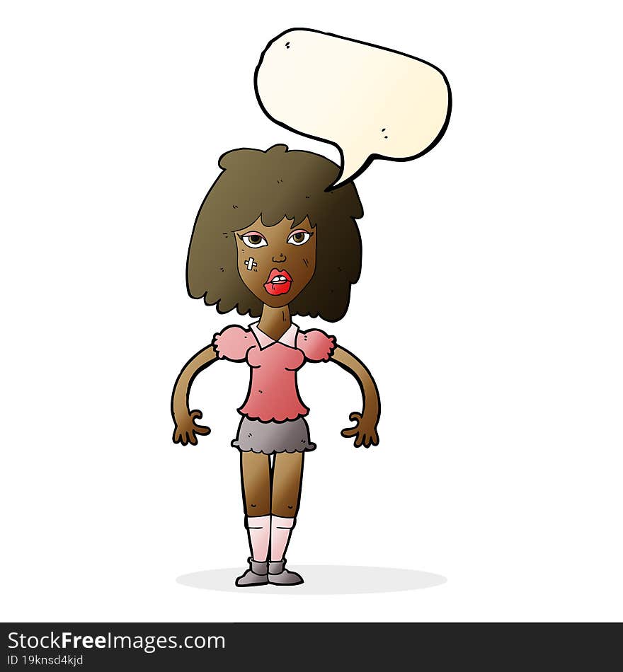 cartoon girl fight with speech bubble