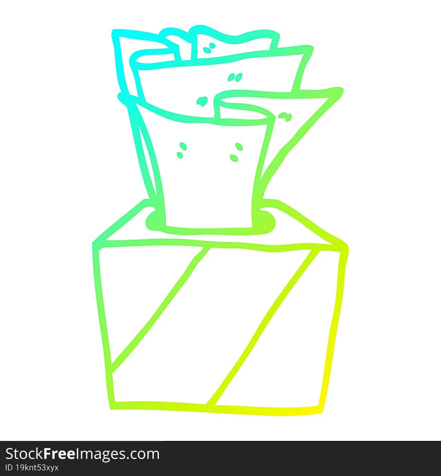 cold gradient line drawing cartoon box of tissues